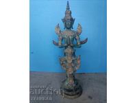 60 CM. STATUIE MARE DE BRONZ CU AURIRE A UNEI ZEIȚE ASIATICE