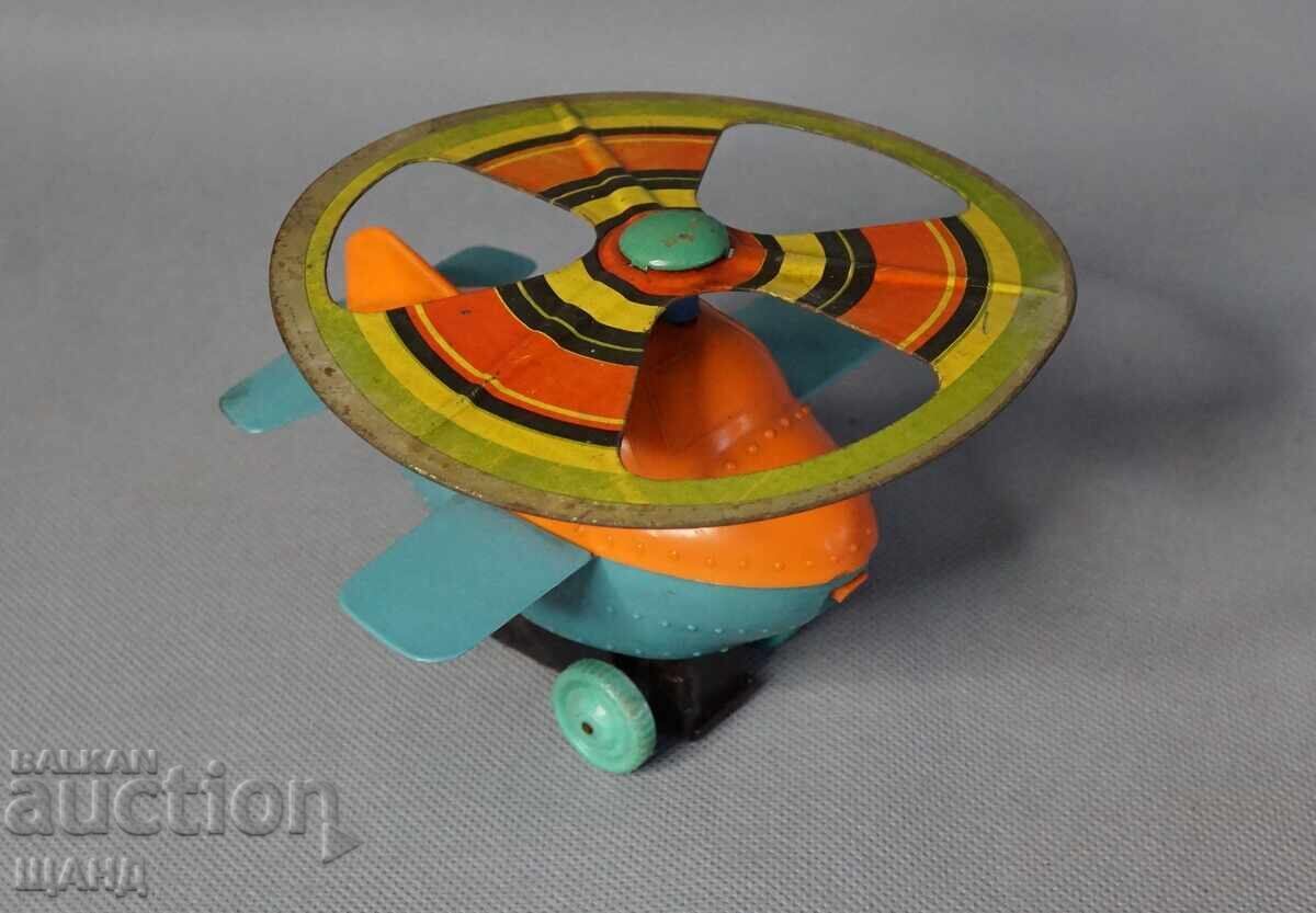 Old Russian plastic mechanical toy helicopter model