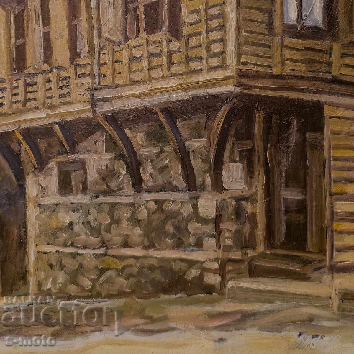 Παράδοση Έργο ζωγραφικής με λάδι, αστικό τοπίο Παράδοση Έργο ζωγραφικής με λάδι, αστικό τοπίο