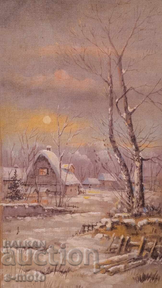 Licitație Tablou vechi pictură în ulei peisaj