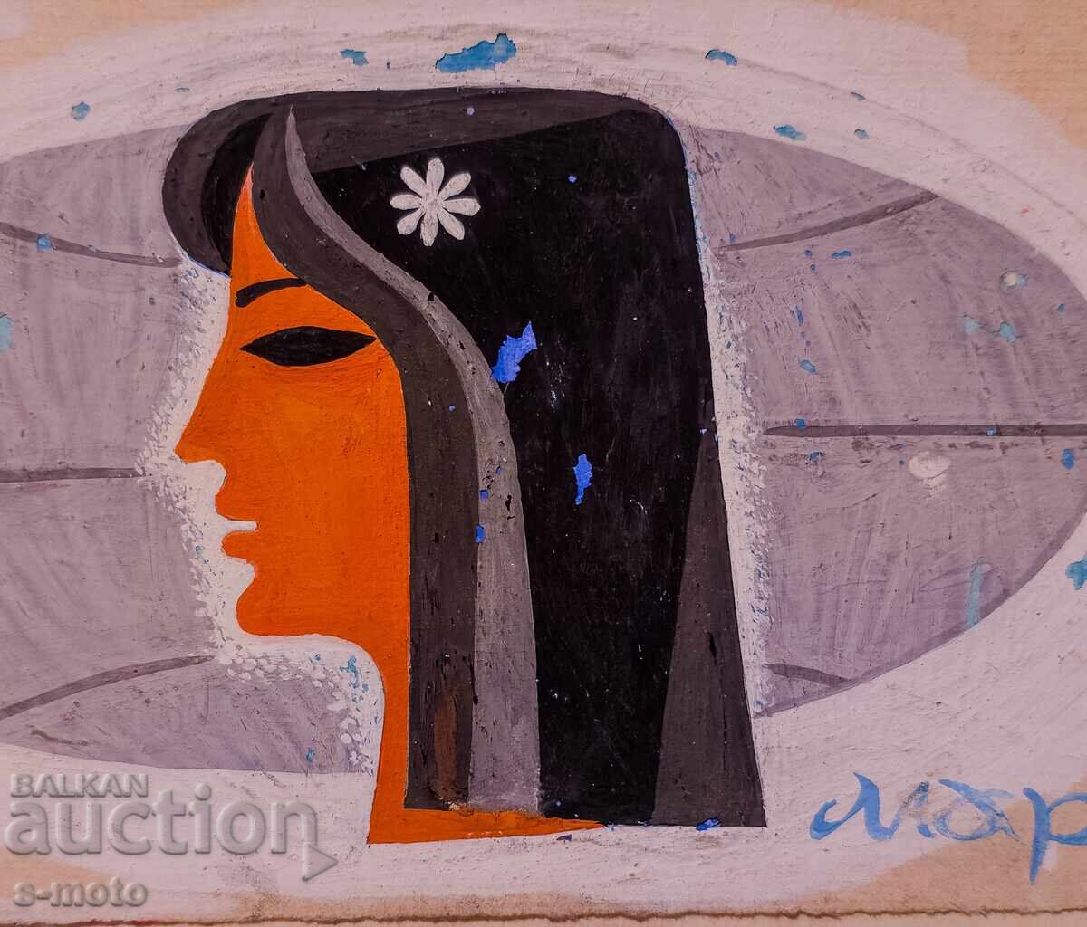 Old gouache painting, a project for a poster for March 8th - 6