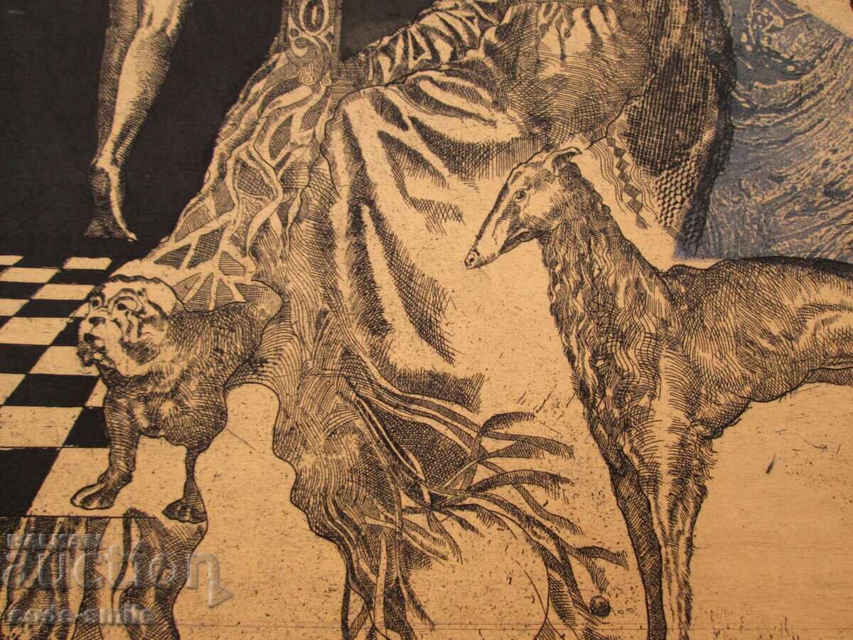 Παράδοση Παλιός πίνακας "Αφύπνιση" σχέδιο μεικτής τεχνικής υπογεγραμμένος Παράδοση Παλιός πίνακας "Αφύπνιση" σχέδιο μεικτής τεχνικής υπογεγραμμένος