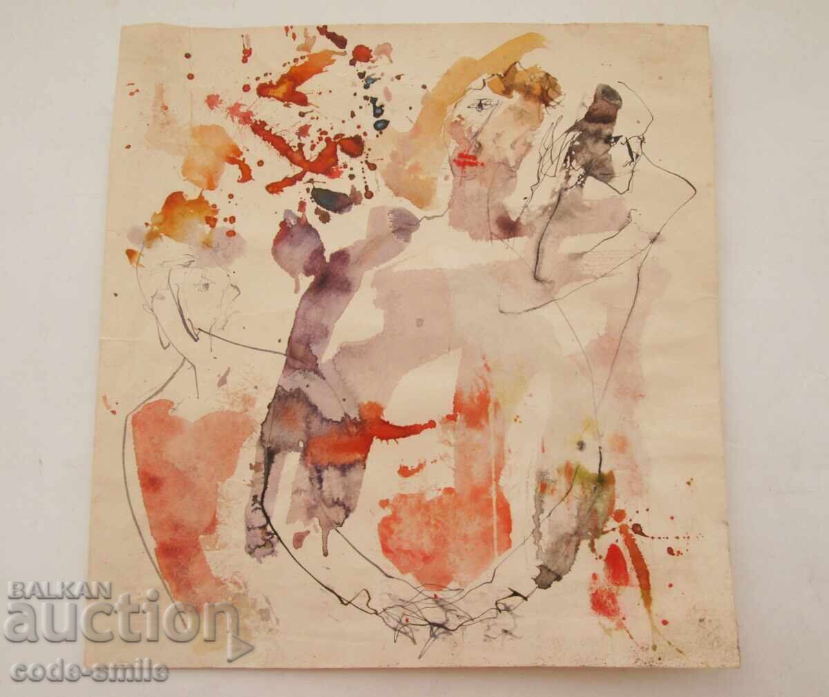 Картина рисунка туш акварел неподписана Картина рисунка туш акварел неподписана