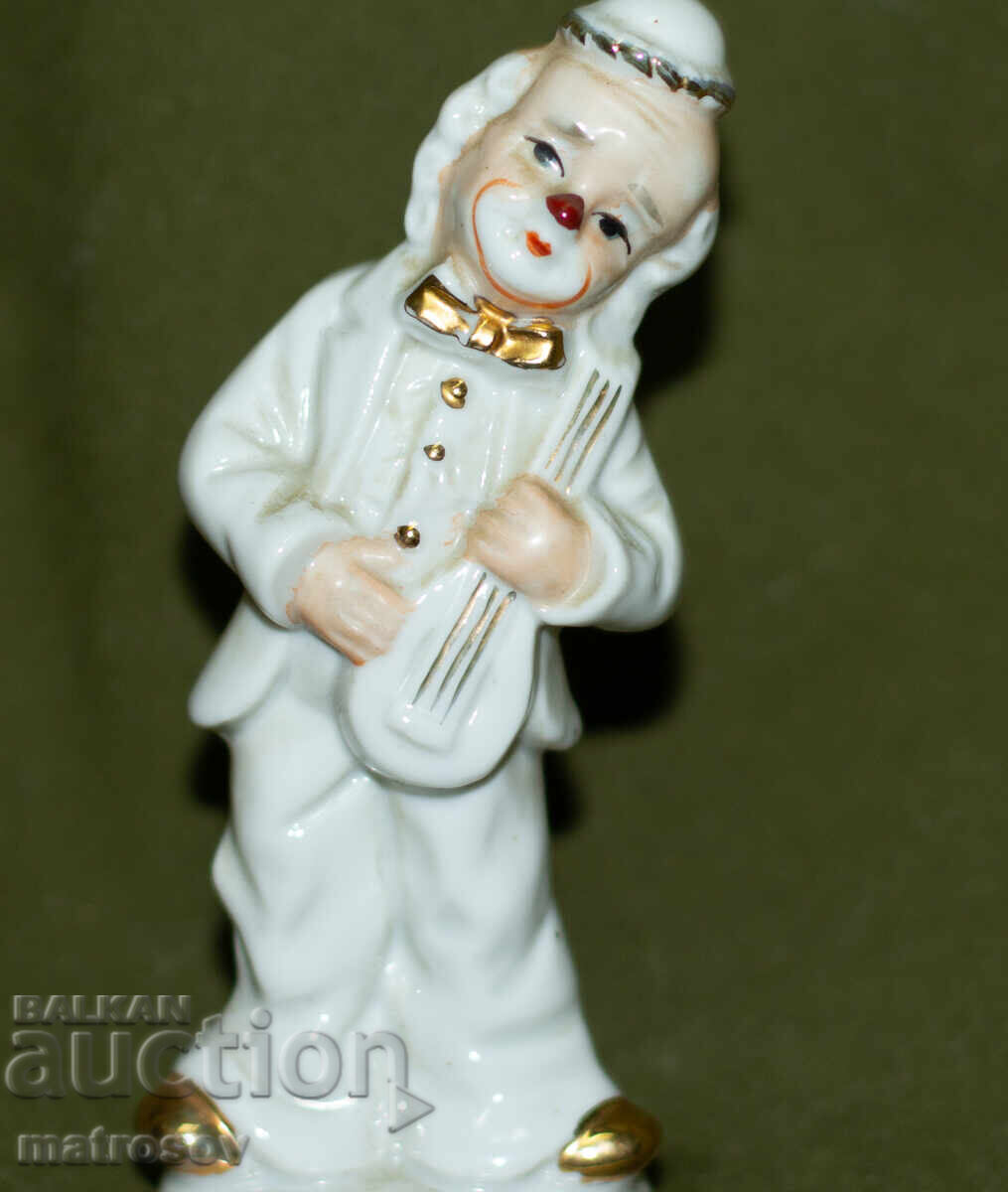 Παράδοση Παλιά διακοσμητική πορσελάνινη φιγούρα κλόουν με βιολί