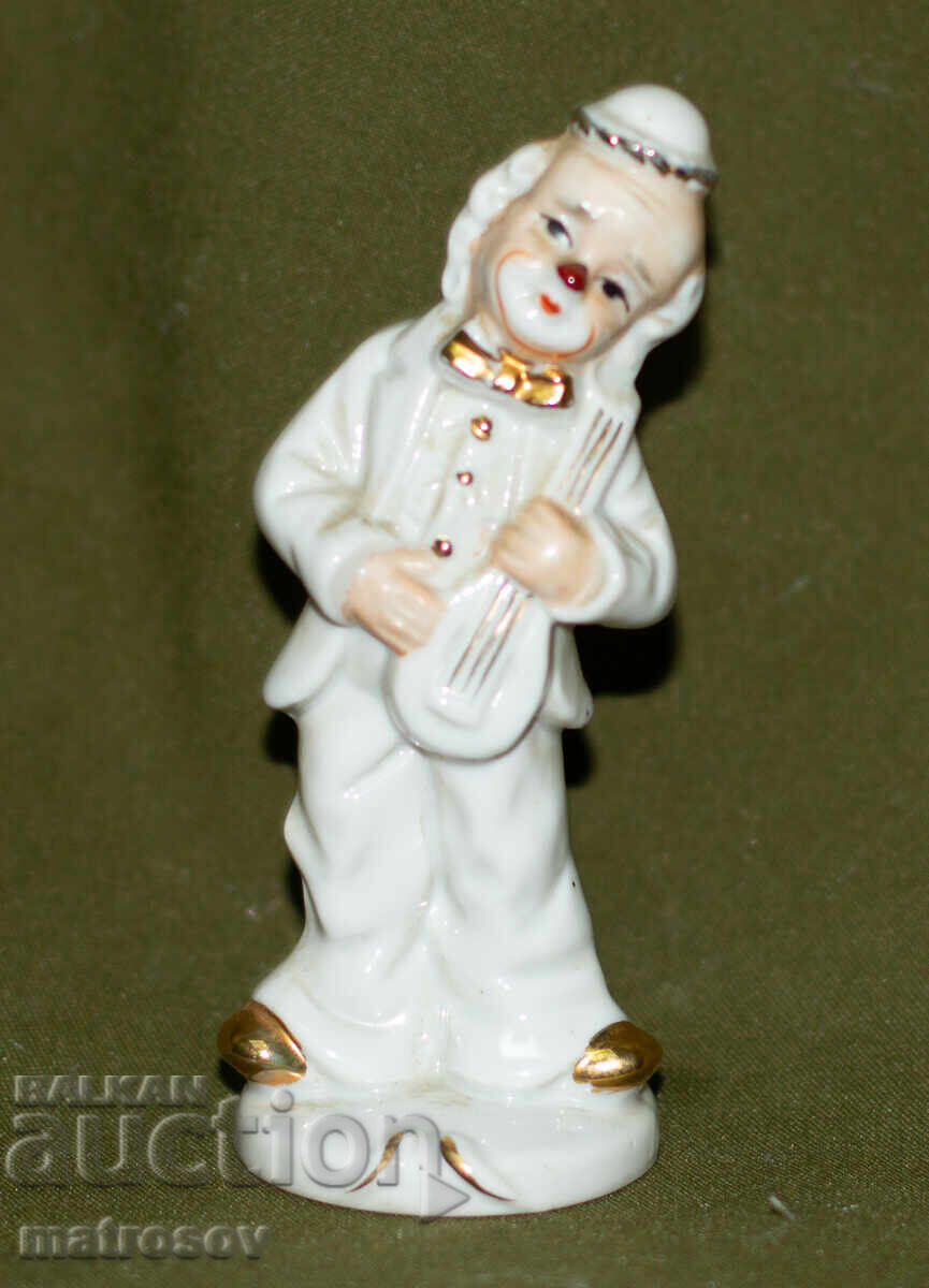 Παλιά διακοσμητική πορσελάνινη φιγούρα κλόουν με βιολί