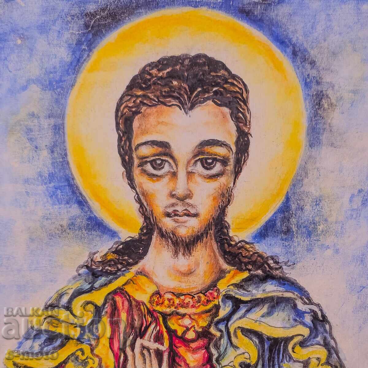 Delivery of Margarita Petrova, gouache / pastel Christ Pantocrator