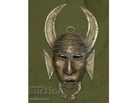 Sculptură din bronz basorelief, mască