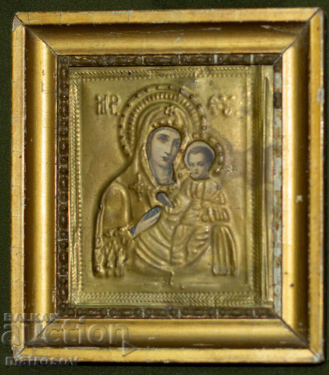 Auction  Old copper icon of the Virgin and Child