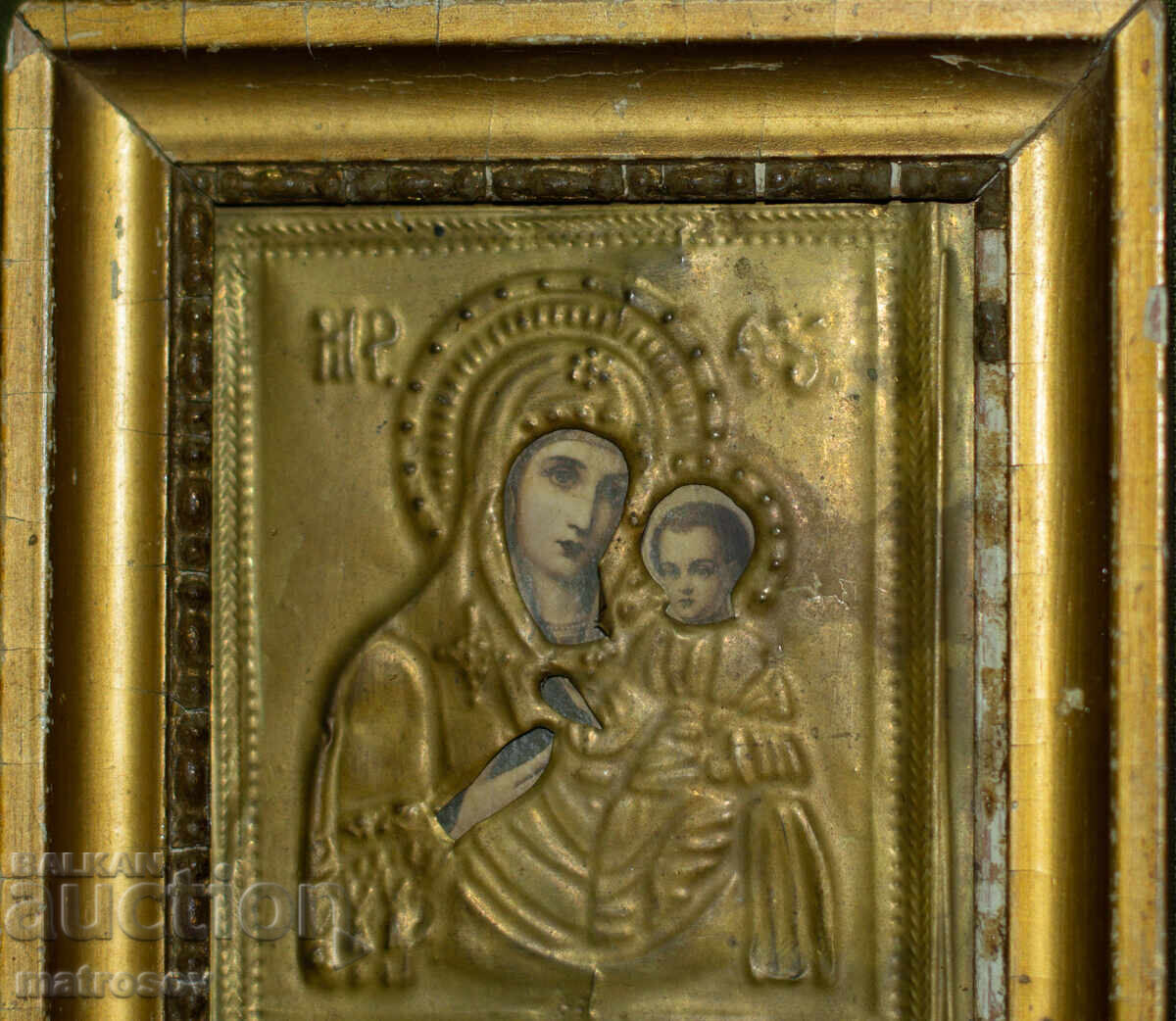 Delivery of Old copper icon of the Virgin and Child