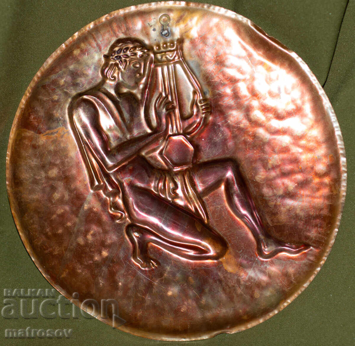 Стар меден плакет барелеф, Орфей свири на лирата си - 5