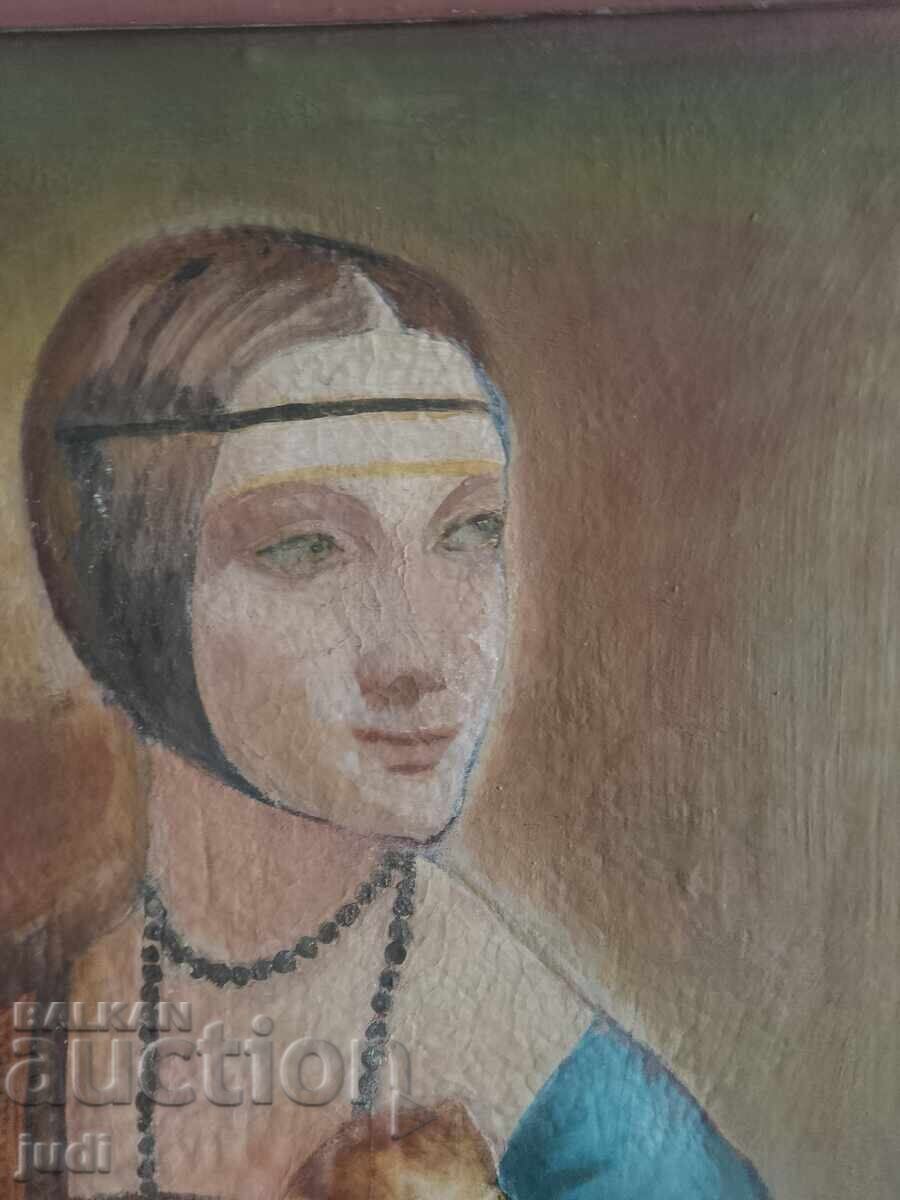 Дамата с хермелина маслена картина платно с цена 250.00 лв. | € 127.82 Дамата с хермелина маслена картина платно с цена 250.00 лв. | € 127.82