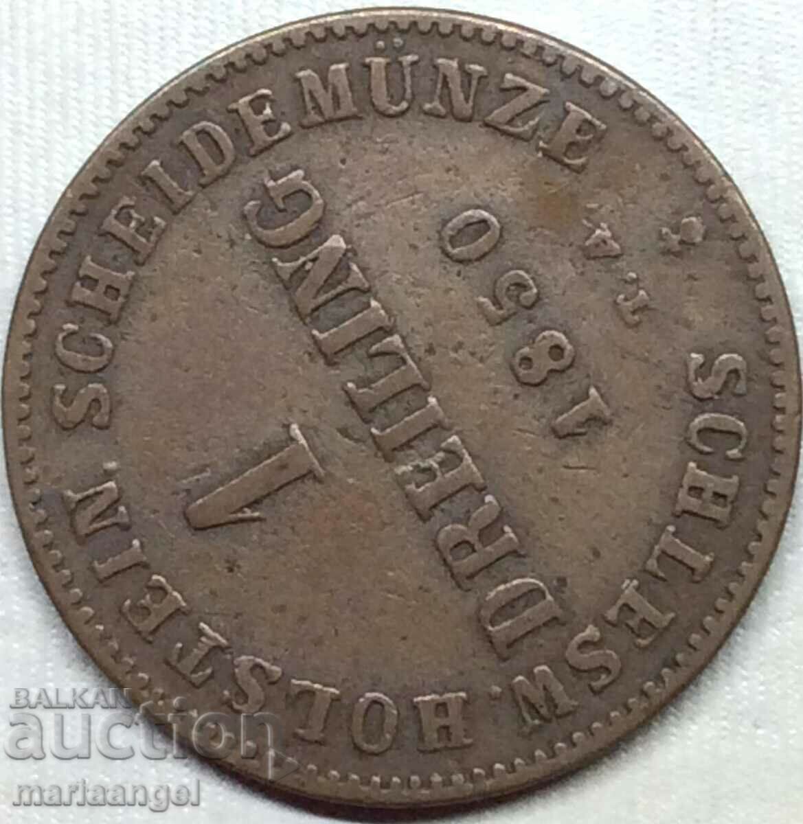 Доставка на 1 дрейлинг 1850 Германия 4,7г Кристиан VII Cu - доста рядка Доставка на 1 дрейлинг 1850 Германия 4,7г Кристиан VII Cu - доста рядка