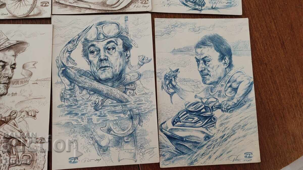 Licitație 8 buc. caricaturi de la un artist cunoscut din Varna, caricatură. felicitare Licitație 8 buc. caricaturi de la un artist cunoscut din Varna, caricatură. felicitare