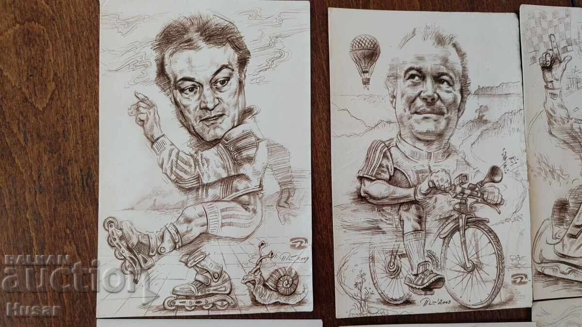 8 τμχ. γελοιογραφίες από γνωστό Βαρνέζο καλλιτέχνη, γελοιογραφία. καρτ ποστάλ - 5