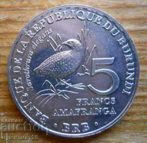 5 Francs 2014 - Burundi (Birds series)