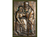 Panou vechi de cupru, basorelief, "Eroii lui Ciudomir"