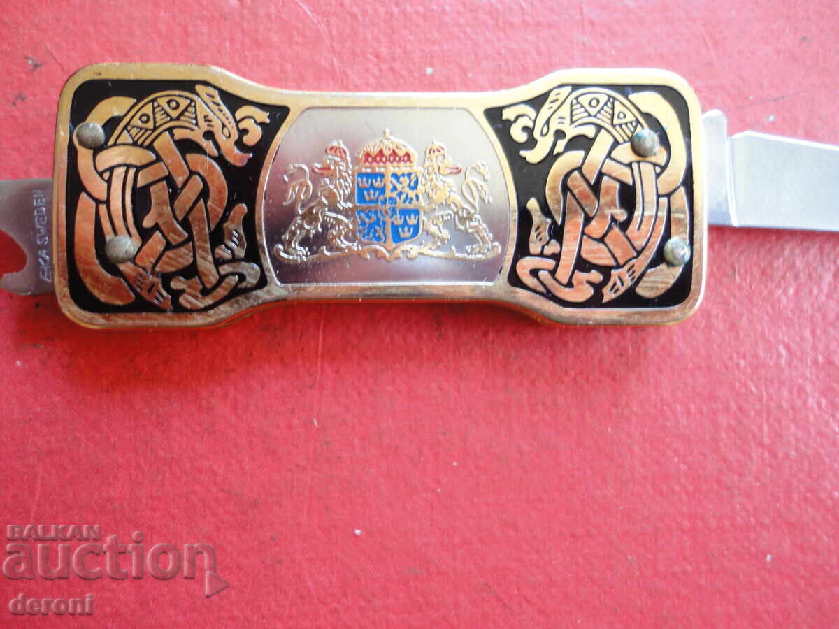 Auction  Unique EKA SWEDEN gold-plated knife with enamel