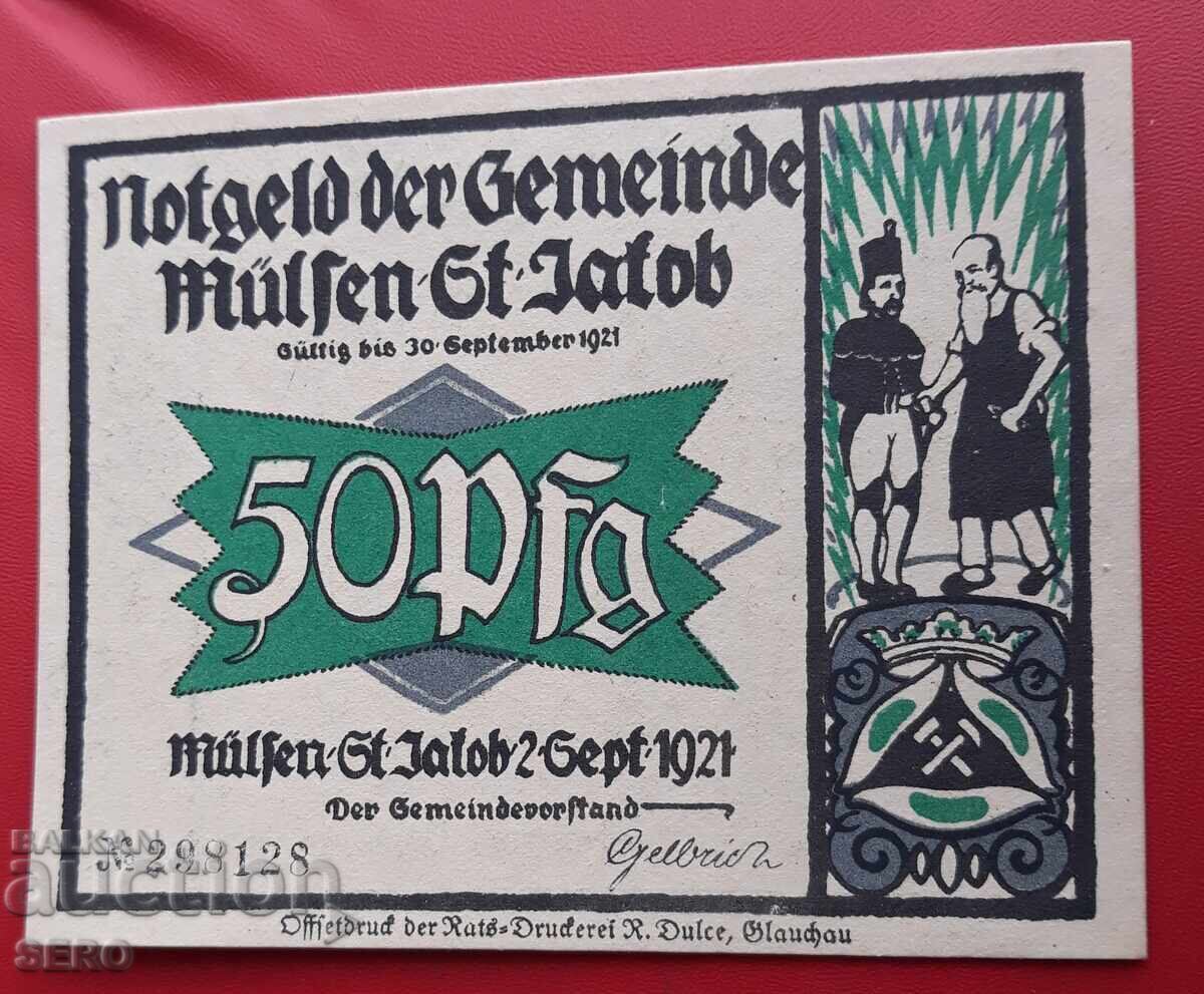 Bancnotă-Germania-Saxonia-Mülsen St. Jakob-50 pfennig 1921 cu preț 2.00 BGN | € 1.02 Bancnotă-Germania-Saxonia-Mülsen St. Jakob-50 pfennig 1921 cu preț 2.00 BGN | € 1.02