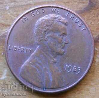 1 цент 1983 г  - САЩ с цена € 0.26 | 0.51 лв.