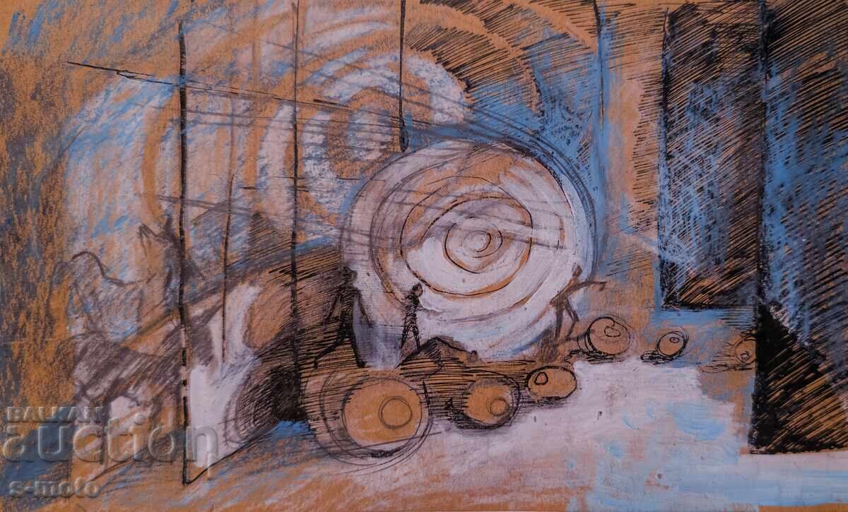 Έργο γκουάς, σκηνογραφία, εσωτερικό με τιμή 170.00 BGN | € 86.92