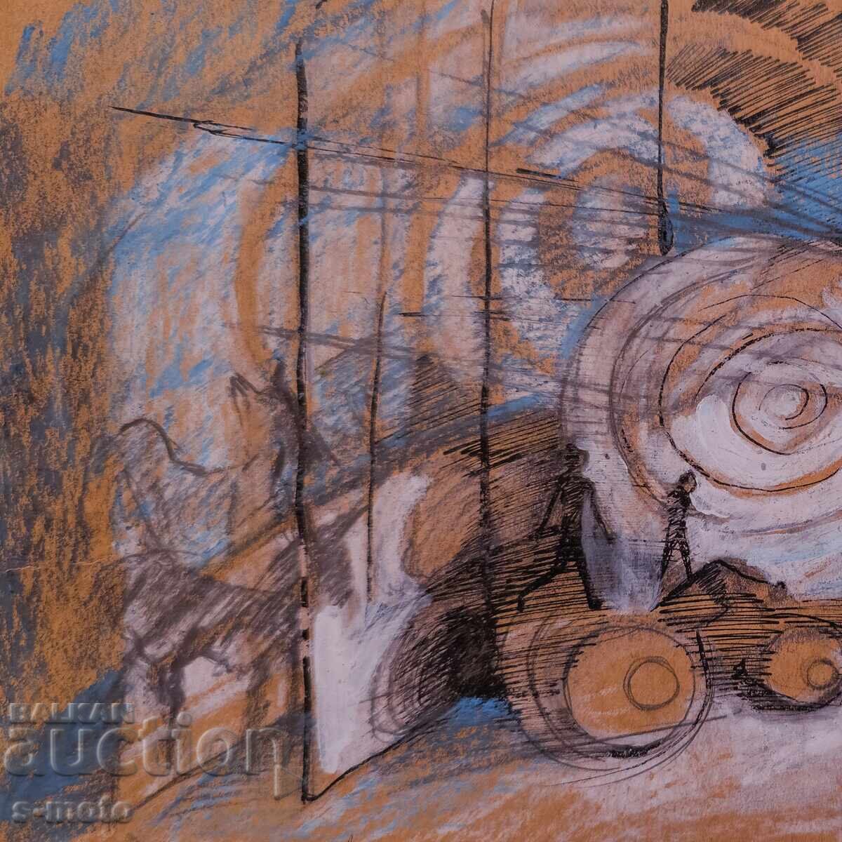 Δημοπρασία Έργο γκουάς, σκηνογραφία, εσωτερικό