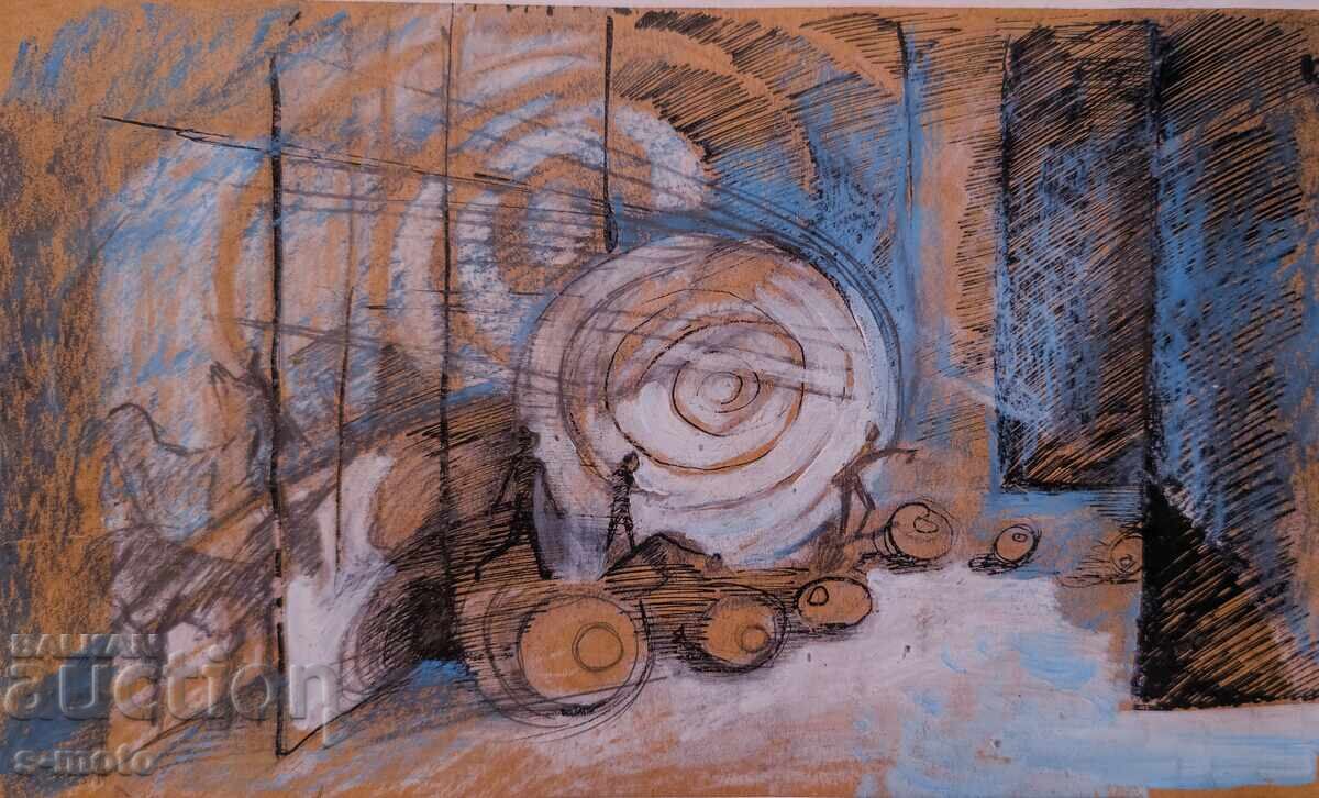 Έργο γκουάς, σκηνογραφία, εσωτερικό