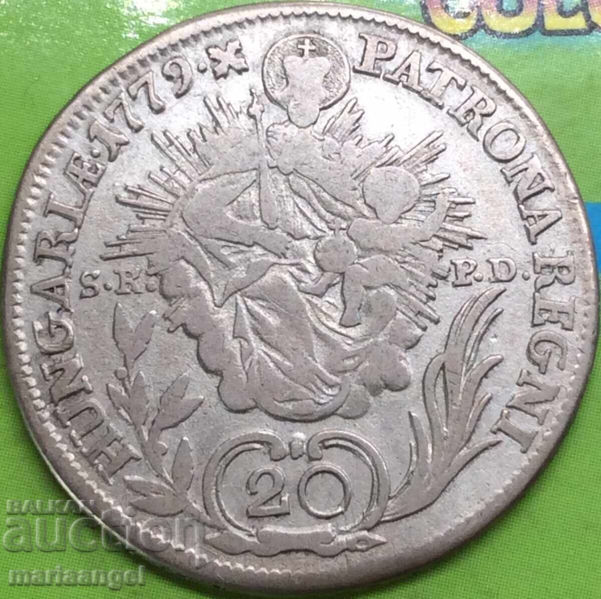Auction  20 Kreuzer 1779 Austria for Hungary Maria Theresa - Rare