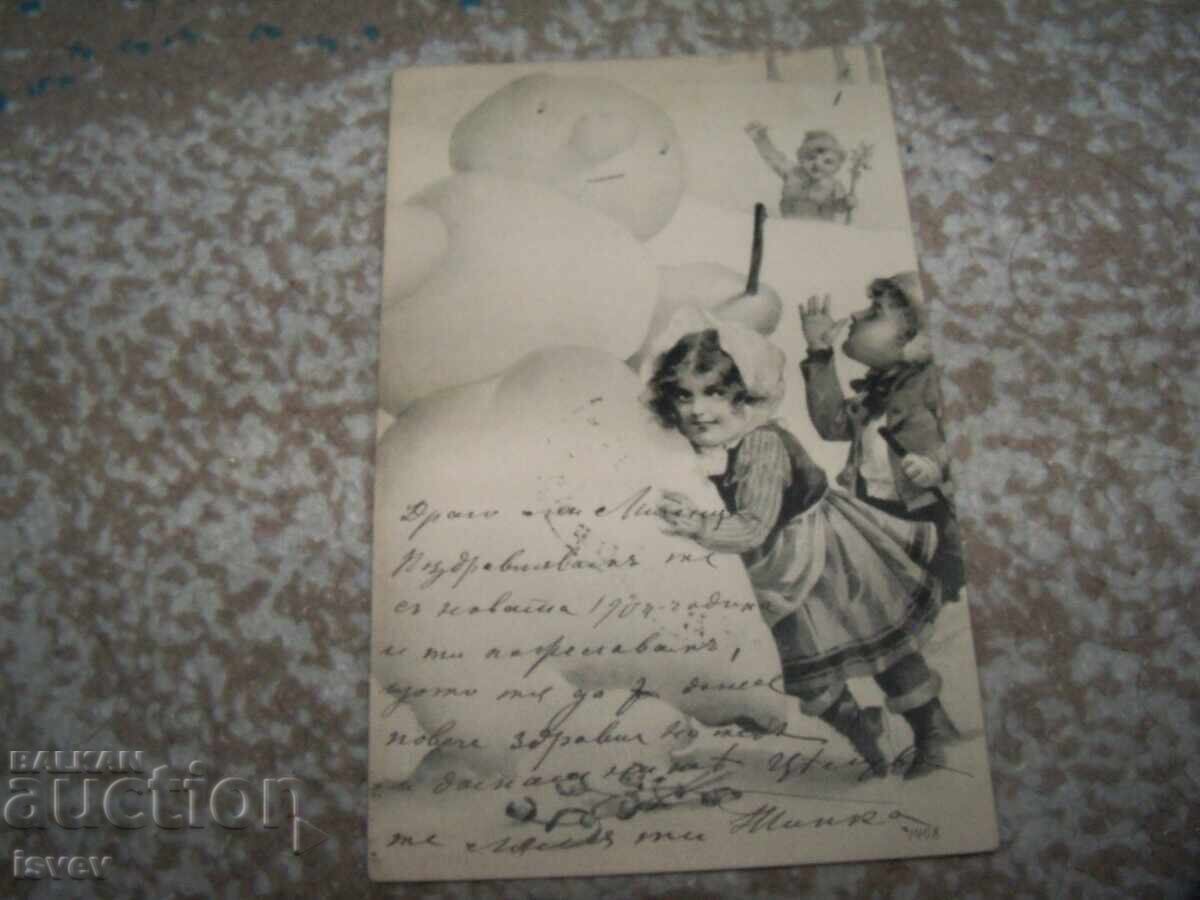 Auction  Snowman, postcard 1904
