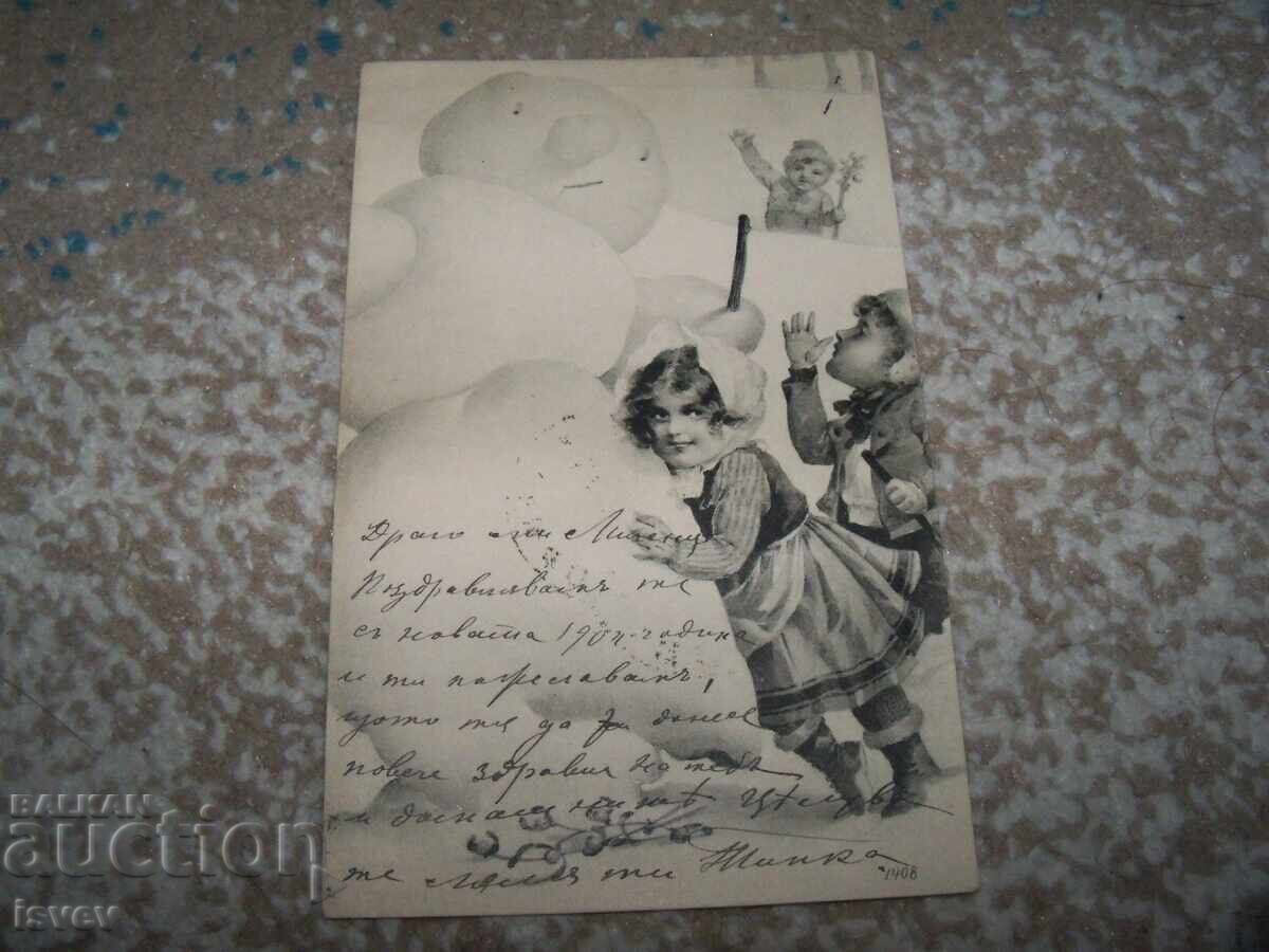 Snowman, postcard 1904