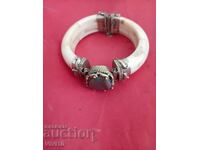 Antique bracelet bone, bronze and stone