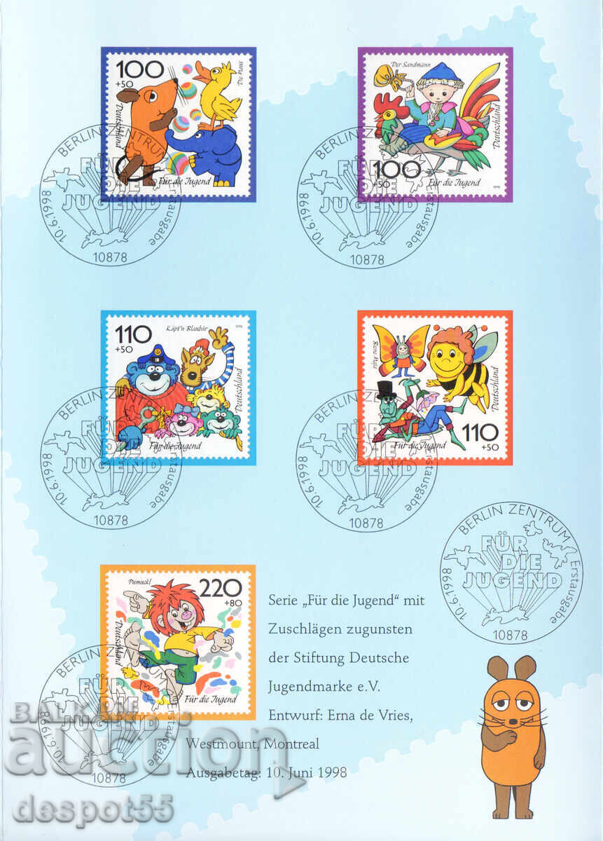 1998. Γερμανία. Ημέρα του Παιδιού - Κινούμενα σχέδια. Κάρτα Μάξιμουμ