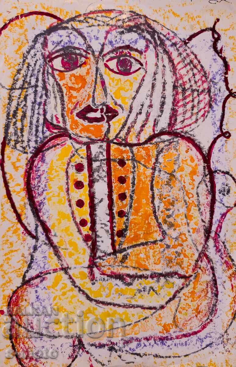 Delivery of Valentin Tereladze, pastel abstract painting portrait