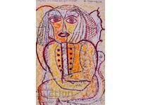 Valentin Tereladze, pastel abstract painting portrait