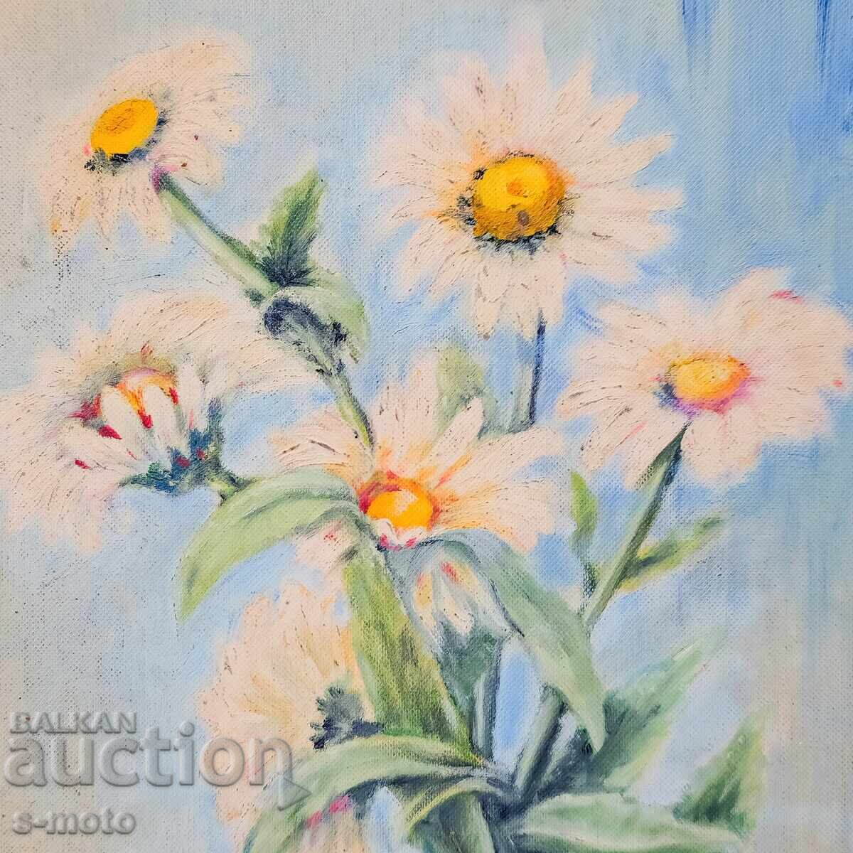 Δημοπρασία Παλιός ελαιογραφία νεκρή φύση με λουλούδια