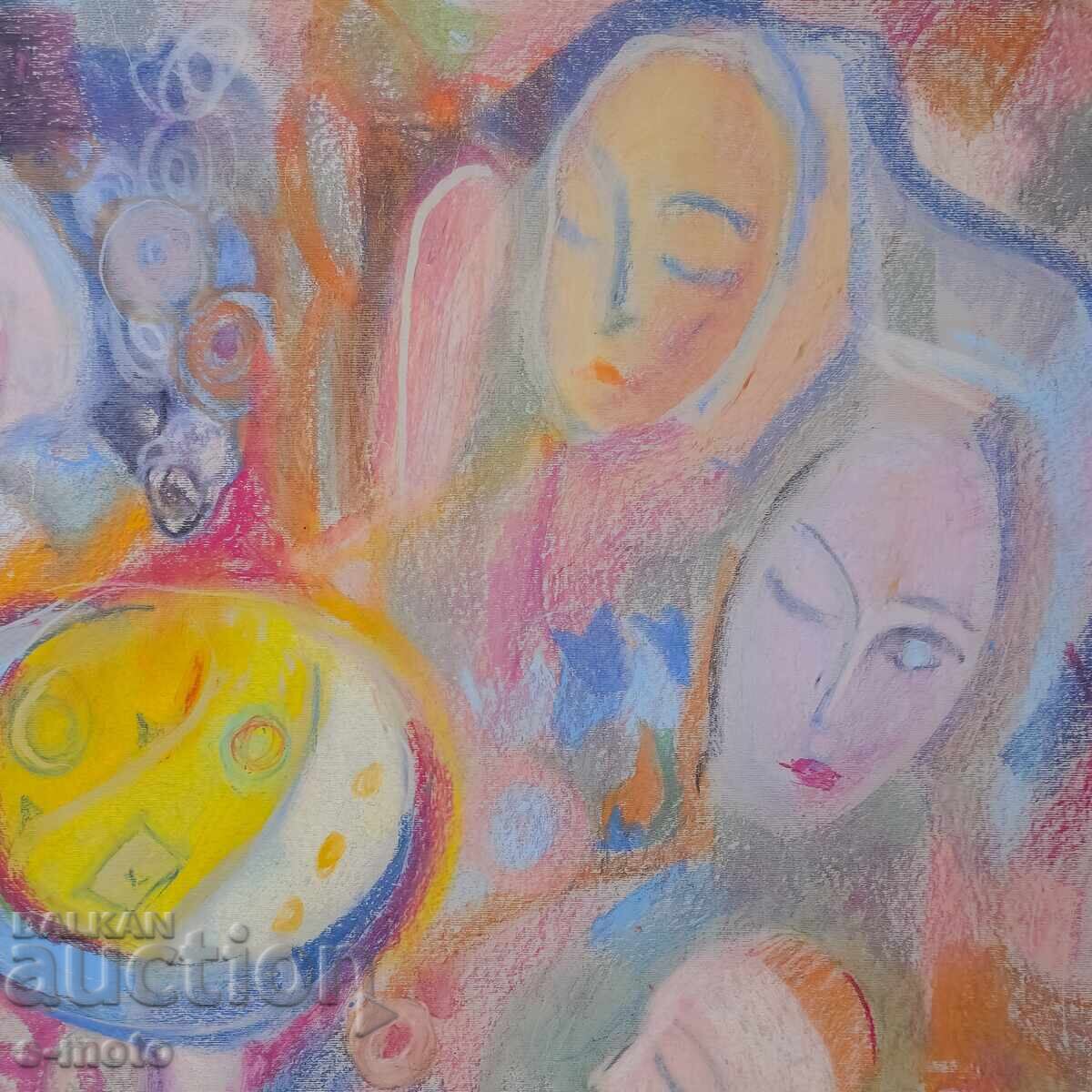 Παστέλ πίνακας αφηρημένη σύνθεση - 5