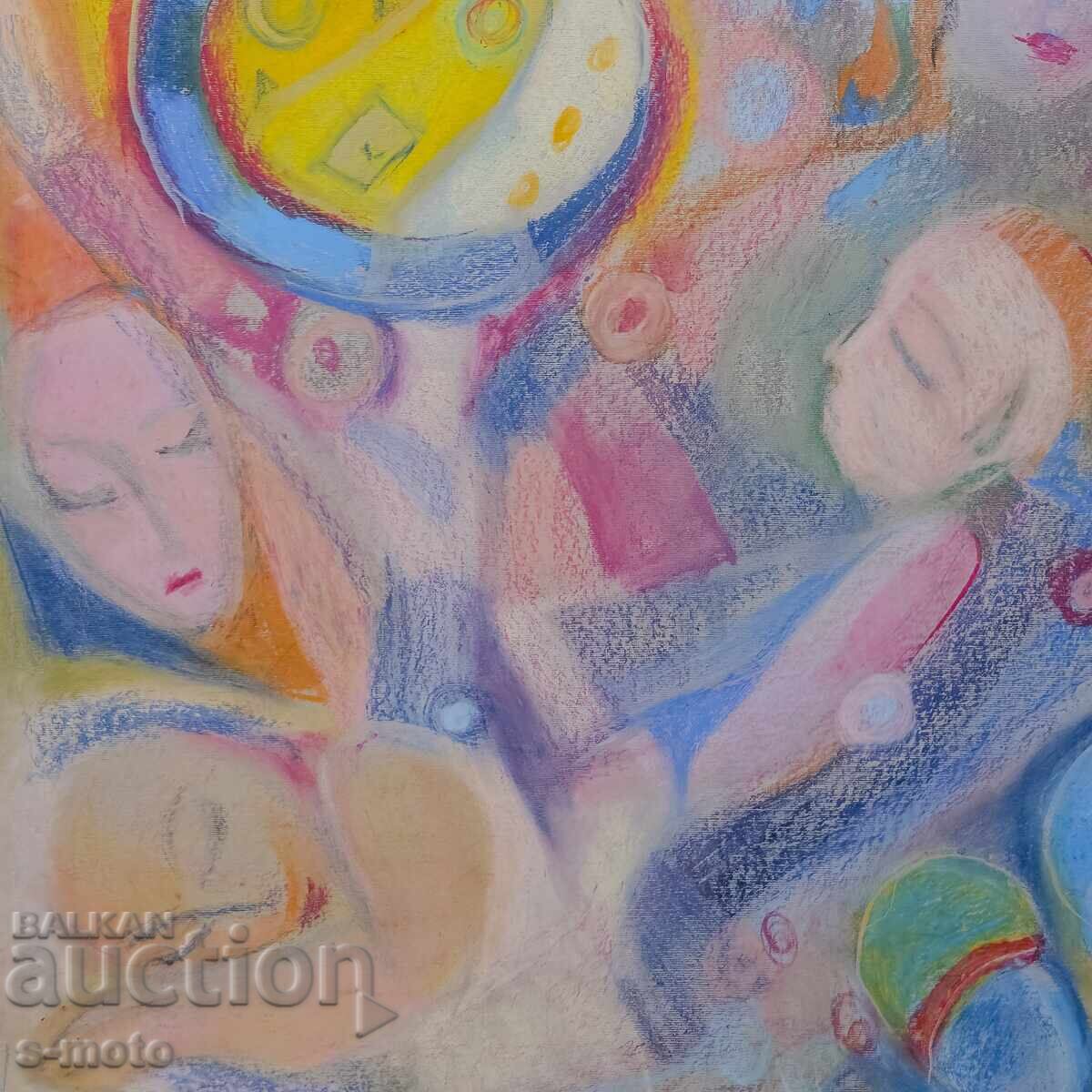 Παστέλ πίνακας αφηρημένη σύνθεση - 6