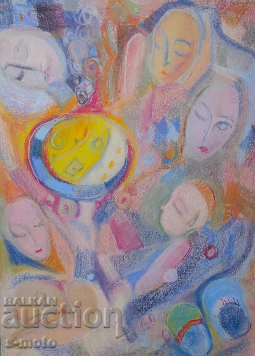 Παστέλ πίνακας αφηρημένη σύνθεση