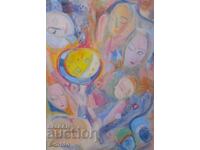 Pastel Painting Abstract Composition
