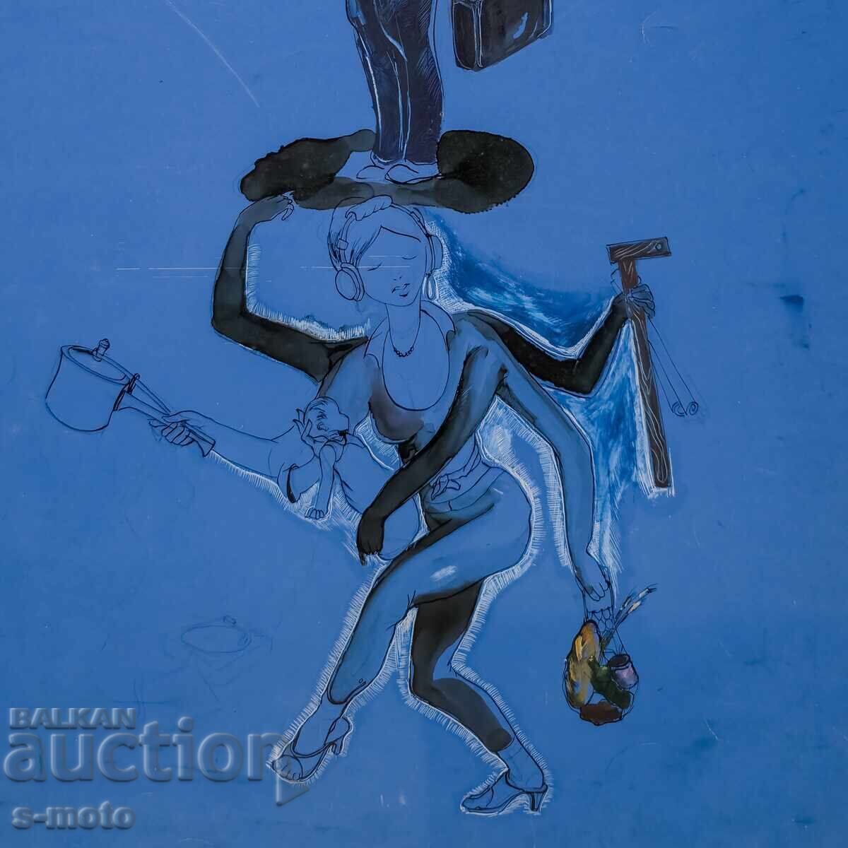 Έργο με μελάνι, τέμπερα, αφηρημένη σύνθεση - 5