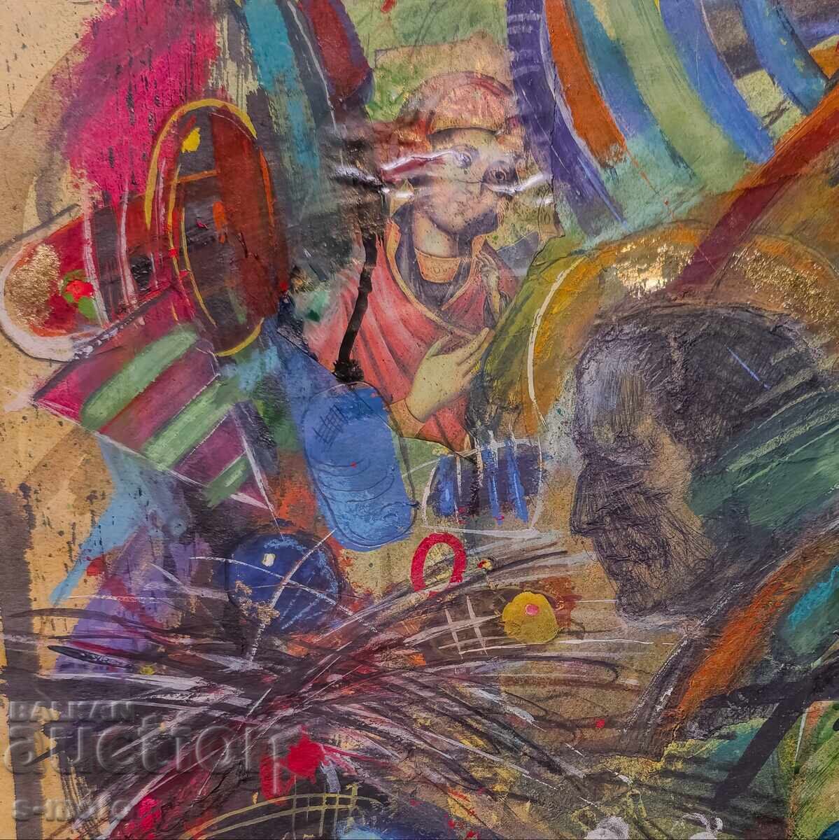 Аукцион Картина смесени техники абстрактна композиция