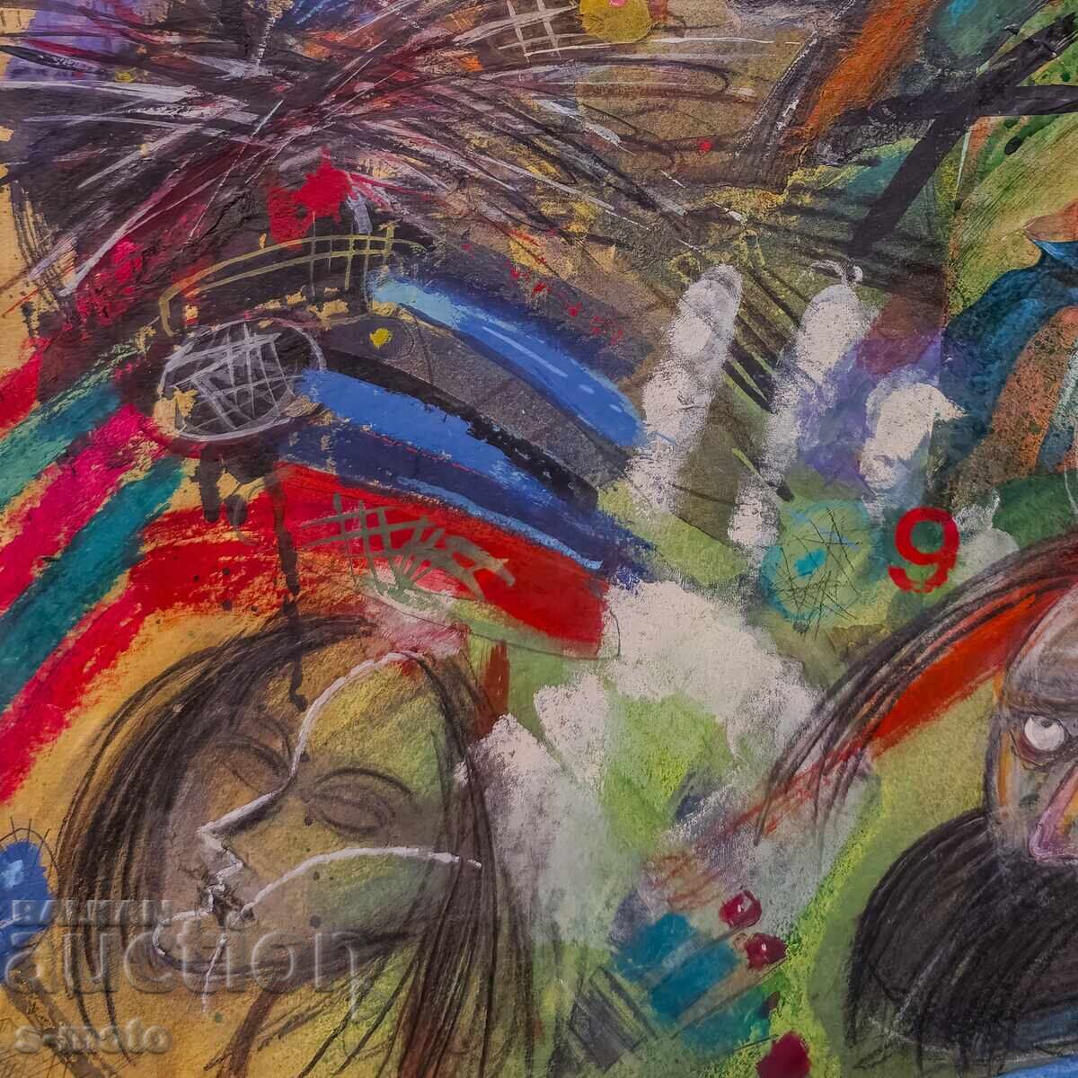 Доставка на Картина смесени техники абстрактна композиция