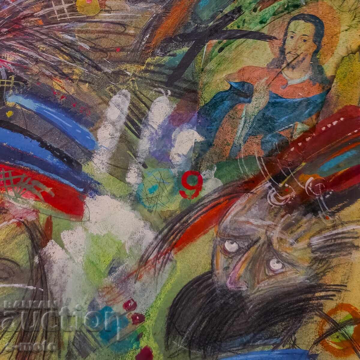 Картина смесени техники абстрактна композиция - 5