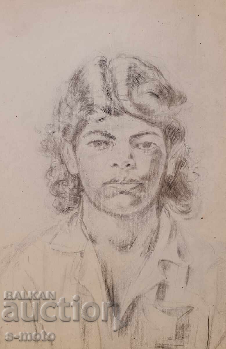 Stoimen Markov (1932-2022) pencil drawing portrait with price 250.00 BGN | € 127.82