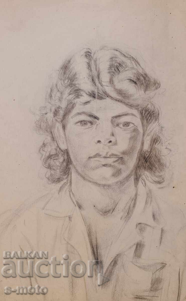 Auction  Stoimen Markov (1932-2022) pencil drawing portrait