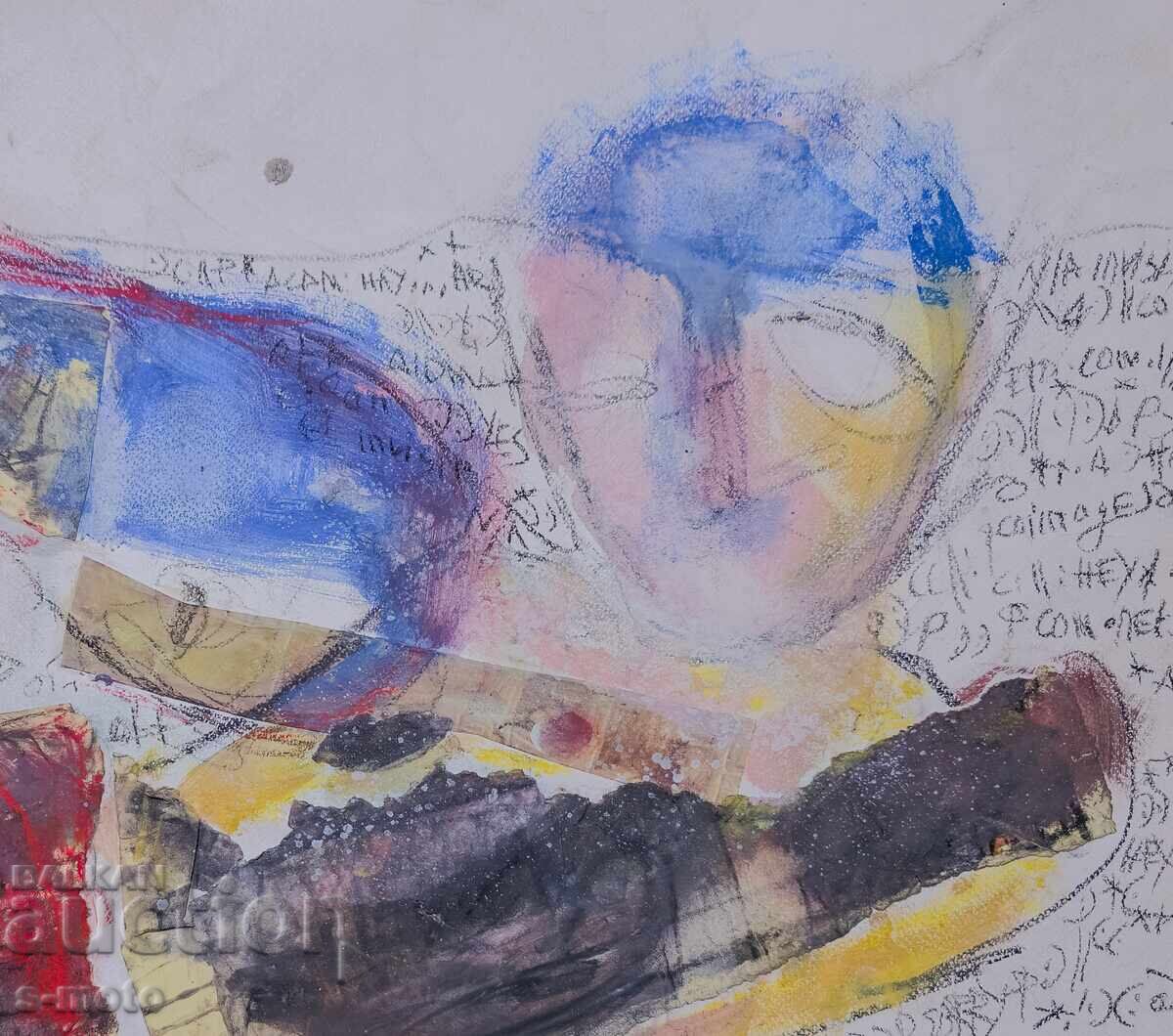 Ζωγραφική μικτής τεχνικής αφηρημένη σύνθεση - 6