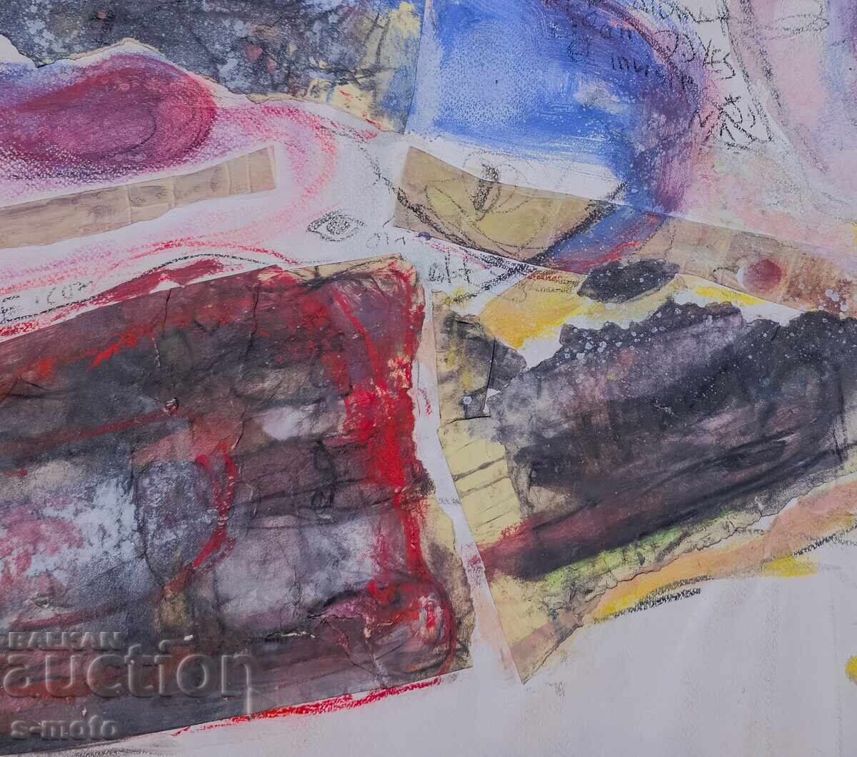 Ζωγραφική μικτής τεχνικής αφηρημένη σύνθεση - 7