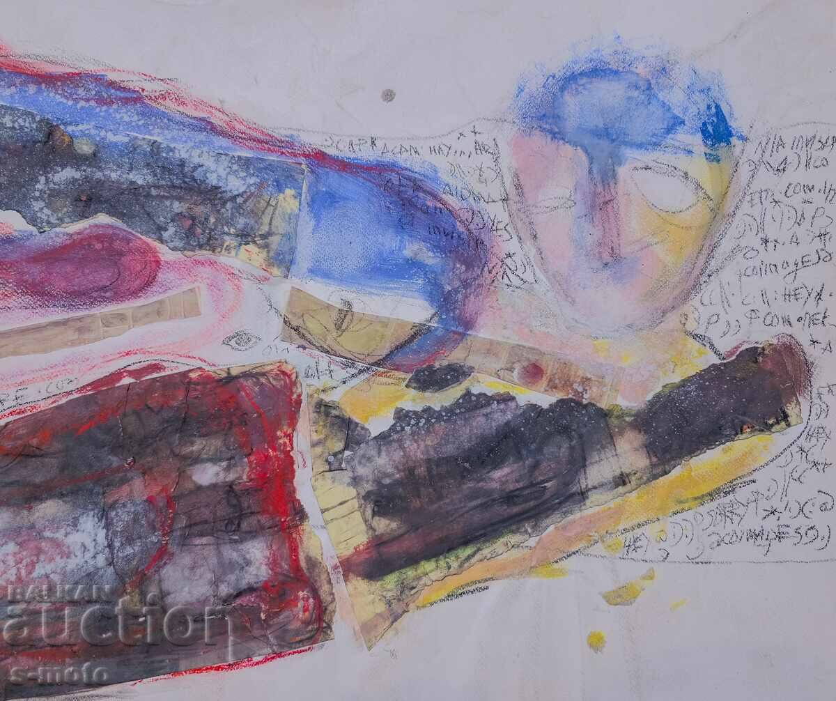 Ζωγραφική μικτής τεχνικής αφηρημένη σύνθεση