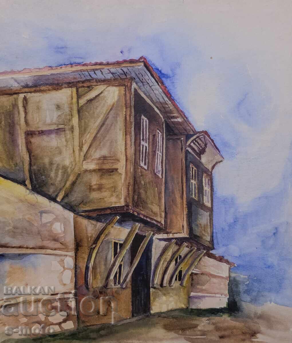 Стара картина акварел градски пейзаж с цена 200.00 лв. | € 102.26