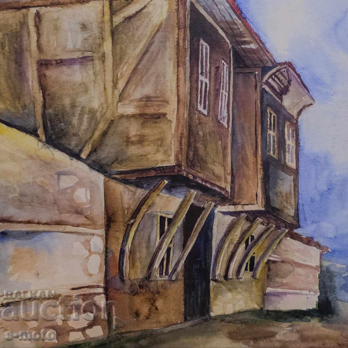 Доставка на Стара картина акварел градски пейзаж