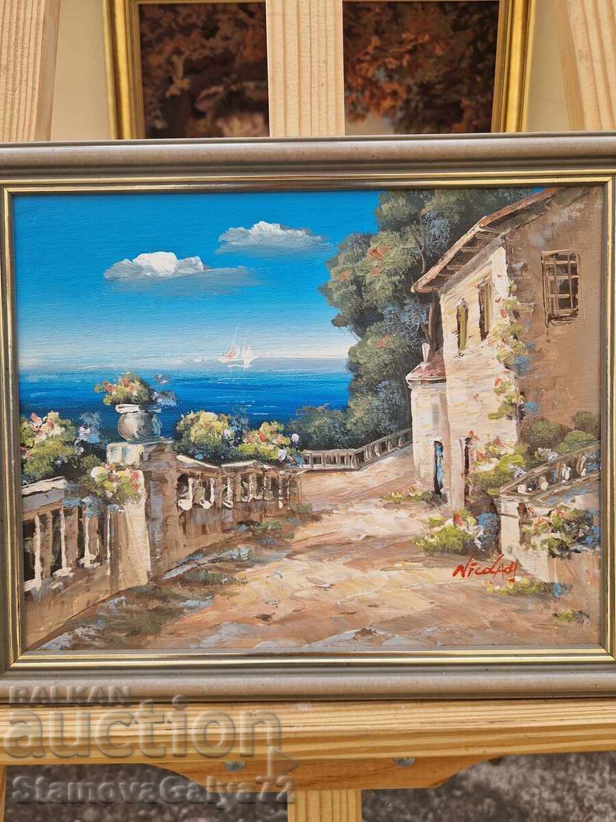 Δημοπρασία Εξαιρετικός πίνακας ζωγραφικής, αυθεντικό έργο τέχνης με λάδι σε fiberboard
